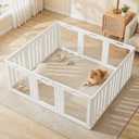 Soulbond Clear Acrylic Dog Playpen Indoor (24 Inch, White, 12 Panels) | Non-Slip,Tool-Free Assembly, External Door Lock Play Pen for Puppies and Small Dogs