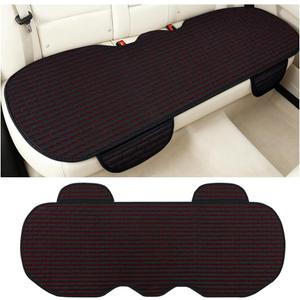 Zpana Car Back Seat Cover, Non-Slip Vehicle Rear Seat Bottom Cushion Pad with Storage Pockets, Comfortable Automotive Back Bench Protector, Universal for SUV Automobile Truck (Black/Red)