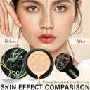 2 x Cushion Foundation Air Cushion CC Cream - Natural Finish, Buildable Coverage Foundation, Even Skin Tone, Tattoo cover up, Moisturizing Concealer Cream Foundation Makeup (Nude)