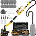 Drywall Sander, 880W 7.3-Amp Popcorn Ceiling Removal Tool with 1100-2100RPM 5 Variable Speed 12pcs Sanding Discs Electric Drywall Sander with Vacuum Dust Collector LED Light for Ceiling Sanding