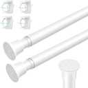 2PCS Spring Tension Curtain Rods 24 to 46 Inch White Spring Curtain Rod Short Curtains Rod Tension Small Curtains Rods for Window, (With Two Set Rod's Holder)