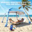 8'x8' Beach Cabana, UPF 50+ Large Beach Canopy with Side Wall, Easy Setup Pop Up Sun Shelter, Adjustable Height & Wind Resistant Beach Tent for 4-6 Person Family, Light Blue