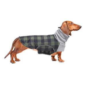 Brabtod Dog Winter Coat,Dachshund Clothes,Waterproof Miniature Dachshund Jacket with Harness Hole,Dachshund Jumper with Turtle Neck,British Style-Green Plaid-M