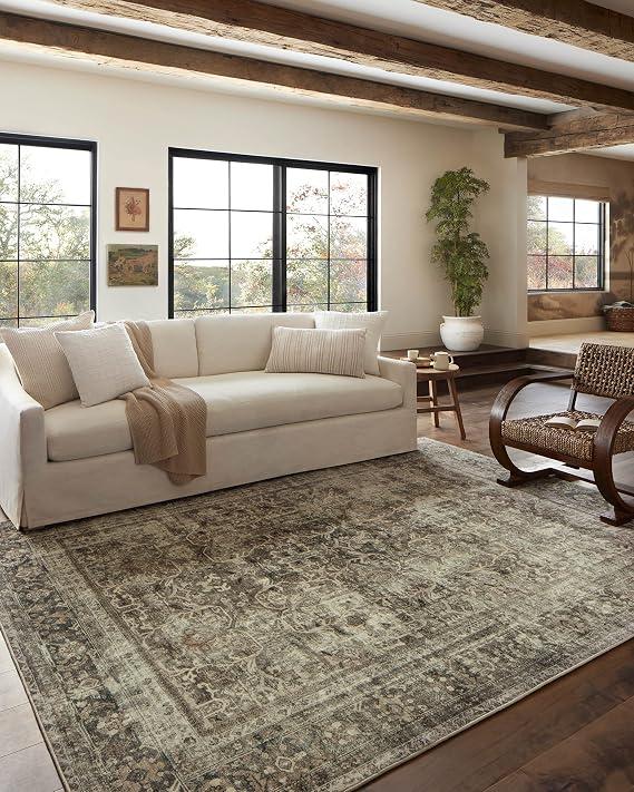 Loloi Magnolia Home Sinclair Pebble/Taupe 5'-0" x 7'-0" Area Rug
Magnolia Home by Joanna Gaines SIN-01 Machine Washable Printed Approx. 5x7 Grey Living room Dining room Bedroom, Area Rug