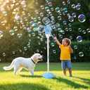 Palksky Bubble Machine with Lights for Outdoor, Automatic Bubbles Blower Maker for Kids Toddlers, Height 47 Inches Battery Bubbles Blower Machine for Wedding Birthday Party