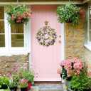 20 Inch Easter Eggs Hydrangea Flower Wreath for Front Door, Spring Summer Lamb Ear Eggs Floral Wreath with Berries for Indoor Outdoor, Easter Home Decor