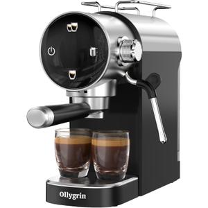 Espresso Machine,20 Bar Semi-Automatic Espresso Maker with Milk Frother,Touch Screen Black Stainless Steel Coffee Machine with 40oz Removable Water Tank,Cappuccino,Latte,Americano for Home
