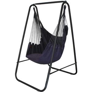 YUCAN Hammock Chair Stand with Hanging Swing Chair Included,Weather Resistant and Saving Space Stand Max 450 Lbs, Quality Cotton Weave Wrap Whole,Suitable for Indoor Outdoor Patio YardGrey Patented