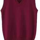 Men Women Knitted Cotton V-Neck Vest JK Uniform Pullover Sleeveless Sweater School Cardigan, XXL