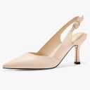 Rilista Women's Slingback Kitten Heels Closed Pointed Toe Wedding Party Dress Pumps Shoes 9