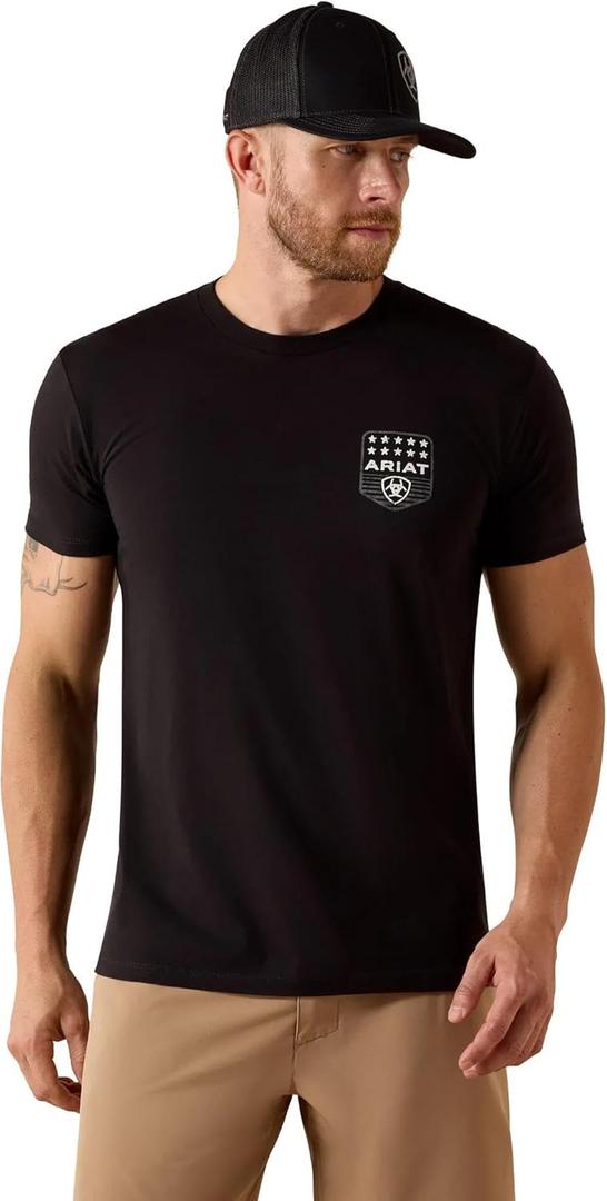 ARIAT Men's Stripe Patriotic Badge T-Shirt (3X-Large, Black)