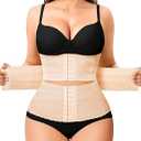 Nebility Waist Trainer for Women Corset Shapewear Tummy Control Segmented Waist Cincher Workout Girdle(Beige, M)