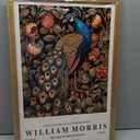 Framed Vintage Peacock Canvas Wall Art, William Morris Style Botanical Bird Print for Living Room Bedroom Bathroom Office, 16x24 Inch Ready to Hang