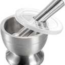 Bekith Mortar and Pestle Sets 18/8 Brushed Stainless Steel Spice Grinder Pill Crusher Molcajete Herb Bowl