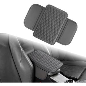 Yitexin Car Center Console Cover with 2 Storage Bags, Leather Arm Rest Cover for Car Accessories Interior, Auto Universal Middle Console Cover Cushion Protector for Most Vehicle (Grey)