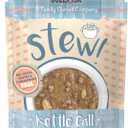 Weruva Classic Cat Stews!, Kettle Call with Beef, Chicken & Salmon in Gravy, 3oz Pouch (Pack of 12) (EXP 08/26/26)