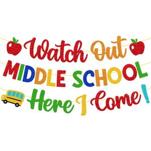 Welcome to School Decoration Watch Out Middle School Here I Come Banner Welcome to 6th 7th 8th Grade Decor the First Day of School Bulletin Board Backdrop for Students Teacher