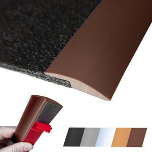 Floor Transition Strip Self Adhesive Carpet Wood Tile Vinyl Flooring Laminate Transition Cover Edge Trim Gap Doorway Threshold for Uneven Floors Heights Within 5 mm (Brunette Brown, 120 inches)
