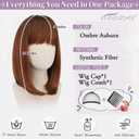 BARSDAR Short Bob Auburn Wig With Bangs - Short Auburn Bob Wig for Women, Thick Soft Synthetic Straight Natural Looking Daily Fun Halloween Cosplay Party Colorful Bobs Copper Redhead Wigs