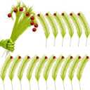 Artmag 16 Pcs Christmas Tree Topper, 17 Inch Red Green Artificial Green Stems Tree Picks Ornaments with Red Ball for Christmas Holiday Fireplace Wreath Decorations