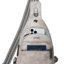 Sling Bag For Women Faux Leather Small Casual Daypack Backpack Fanny Pack Crossbody Chest Bags Purse (7L, 7l-light Grey)