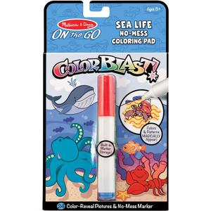 Melissa & Doug On the Go ColorBlast No-Mess Coloring Pad, Sea-Life (24 Color-Reveal Pictures, Invisible Ink Marker)