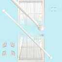 Adjustable Cafe Curtain Rods for French Doors, 16-28 Inch, Small Windows - 2 Pack, 3/8 Inch Diameter, Easy No Drill & Screw Mount, Classic Ball Finial, White