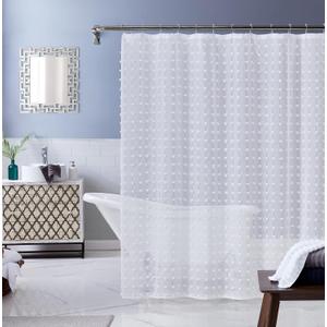 Dainty Home Linen Waterproof Shower Curtain - Machine Washable 3D Floral Puff Cotton, Durable Bathroom Curtain, 70"x72", White - Perfect for Any Bathroom (Textured Solid White)