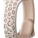 CreateGreat Slim Leopard Engraved Bands Compatible with Apple Watch Band 41mm 40mm 38mm 49mm 46mm 45mm 44mm 42mm Women, Cheetah Silicone Strap for iWatch Series 10 9 8 7 6 5 4 3 2 1, Ultra, SE (Starlight & Nude Tan)