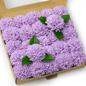 Artificial Wedding Dahlia Flowers 25 pcs Lavender Fake Roses w/Stem for DIY Wedding Decor Centerpieces Arrangements Bouquets(Lilac)