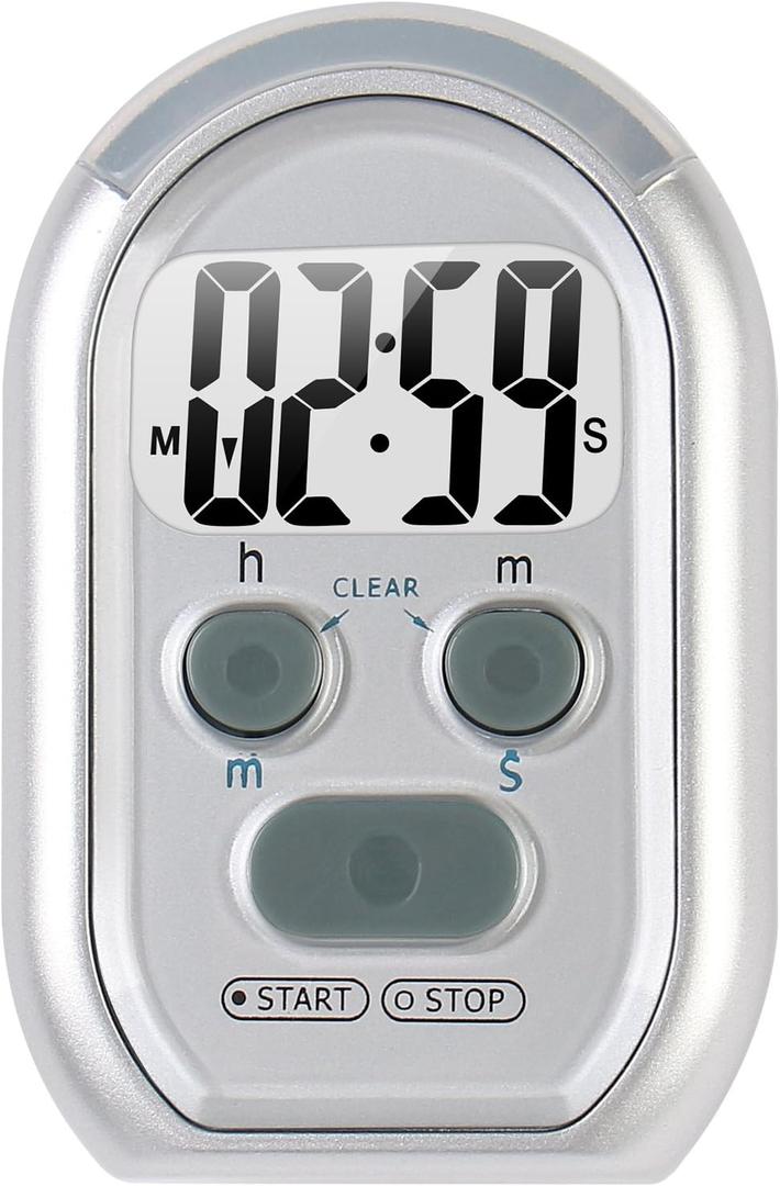 x-wlang 3-in-1 Alerts timer 1013 with vibration ,beep and flash.(kitchen timer ,medical timer,therapeutic timer), silver