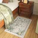 Door Mat Indoor Entrance 2x3 Rug Chinoiserie-Style Floral Vintage Machine Washable Small Area Rug Non-Slip Low Pile Throw Rugs for Entryway, Kitchen, Front Door, Entry, Kids Room, Beige