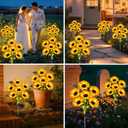 Solar Sunflower Lights Outdoor Flower Garden Stake Lights,4 Pack 24 Sunflower Waterproof Lights for Outside Party Gardening Gifts Mother's Day for Patio Yard Pathway Party Housewarming Gift