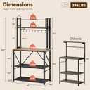 YASONIC Coffee Bar, Bakers Rack with Storage, 25.6 Inches Microwave Stand, 5 Tier Kitchen Shelves Appliance Storage, 12 S Hooks Large Coffee Station for Spices, Pots and Pans, Rustic Brown
