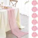 Nialnant 6 Pcs Light Pink Cheesecloth Table Runner,10Ft Pink Table Runners for Wedding Bridal Shower, Holiday Birthday Party