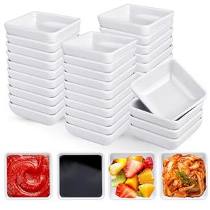 Akamino 50 PCS Melamine Dipping Bowls Set, 3 Oz White Dipping Sauce Dishes, Mini Condiments Server Dishes Ramekins Cups for Kitchen,Restaurant,Ketchup, Soy Sauce,BBQ