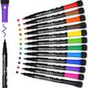 Magnetic Dry Erase Markers Fine: 12 Colors Erasable Whiteboard Markers Fine Point with Eraser Cap, Low Odor White Board Dry Erase Pens Fine Tip for Kids & Teachers, Home, Office and School Supplies