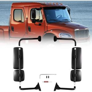 Door Mirror Assembly for Freightliner M2, Door Mirror with Arm Fit for Freightliner M2 2004-2016 Truck (Painting (Black), Split body- Left)
