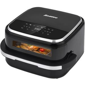 Pizza Oven & Air Fryer, 4.5QT 11-in-1 Flat Airfryer with Superior Top and Bottom Airflow Tech, Digital Display, Large Viewing Window, Grill Plate, Up to 32 Chicken Wings / 11" Pizza Capacity