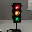 Traffic Light Lamp with Base Mini Stop Light Lamp, Blinking. Black Plastic. Kids Room Wall Decoration Bedside (10.5 Inches)