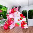 Red and Pink Strawberry balloon garland kit 120pcs with large maylar Strawberry balloon for Berry first Sweet One baby girl fruit theme 1st Birthday Party Decorations