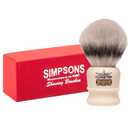 Simpsons Shaving Brush Chubby 3 CH3 Platinum Fibre - Faux Ivory Handle - Premium Wet Shave Tool for Rich Lather - Extra Soft & Dense - Luxury Shaving Brush for Smooth, Comfortable Grooming