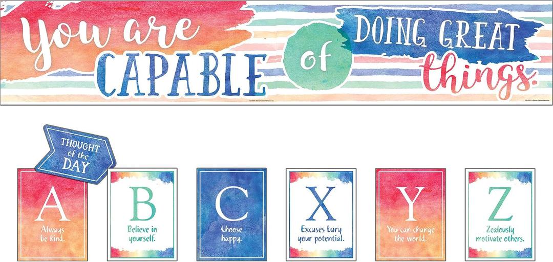 Teacher Created Resources Watercolor You are Capable of Doing Great Things Bulletin Board (TCR8959), 24" x 18"