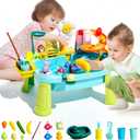 2026 Upgraded Toddler Sand Water Table Toy with Electric Water Pump, Kids Sand Water with Faucet/Play Food Accessories/Fishing Toy, Kitchen Play Sink Toys for Girl Boy Age 3+ (Blue)