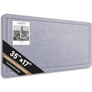 Large Bulletin Board, 35 X 17 Inches Felt Cork Board with 40 Pushpins, Foldable Felt Notice Pin Board Photo Display Board with Self-Adhesive Tape for Office Home School (Light Gray, 35x17 inch)
