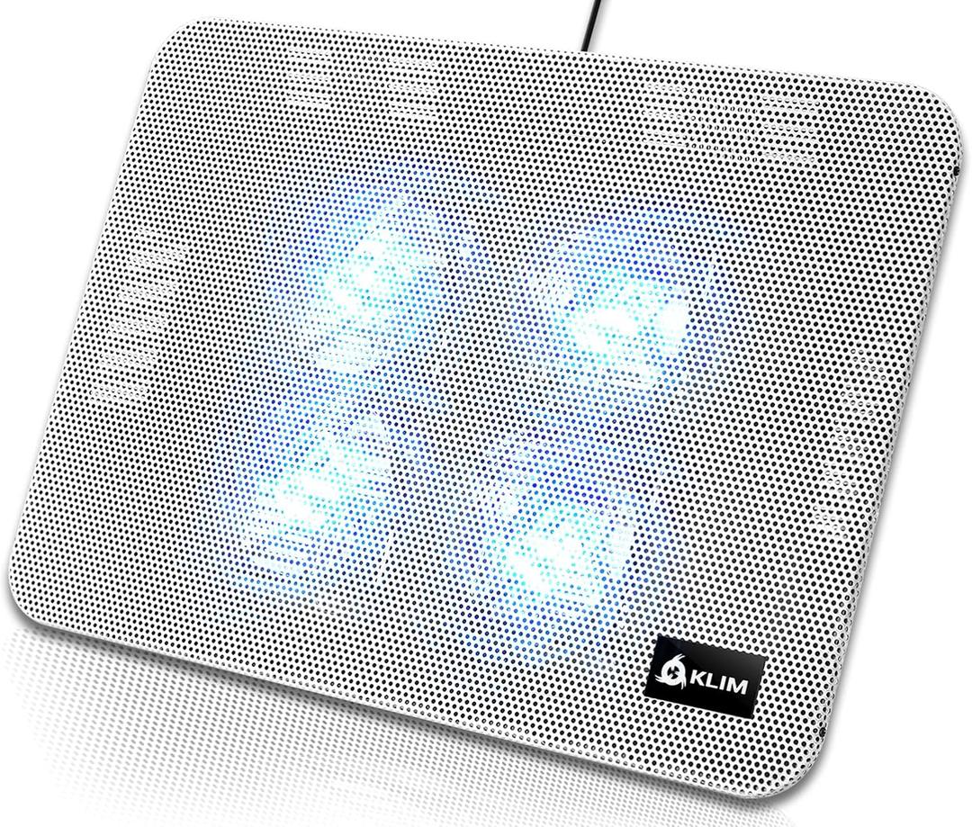 KLIM Serenity + Laptop Cooling Pad for Laptop + 11 to 15.6 inches + Perfect for Small and Medium Laptops + Stable and Sturdy Metal Grid + Silent Laptop Cooling Stand + White