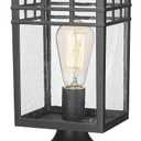 Outdoor Post Light Fixture, Modern Exterior Pillar Lantern with Black Finish & Seeded Glass, Pole Light for Garden, Backyard, Courtyard, Patio, Porch, RZ009-P BK