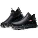 ORISTACO Non Slip Kitchen Chef Shoes Waterproof Lightweight Nursing Garden Food Service Leather Work Clogs, 926 Black 38