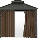 Gazebo Universal Replacement Privacy Curtain Hugline 10' x 12' Gazebo Side Wall Outdoor Privacy Panel with Zipper (Brown)