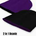 Rosoz Reversible Unisex Knitted Winter Beanie Skull Cuffed Warm Soft Hat for Men and Women Ski Watch Cap (Black/Deep Purple)